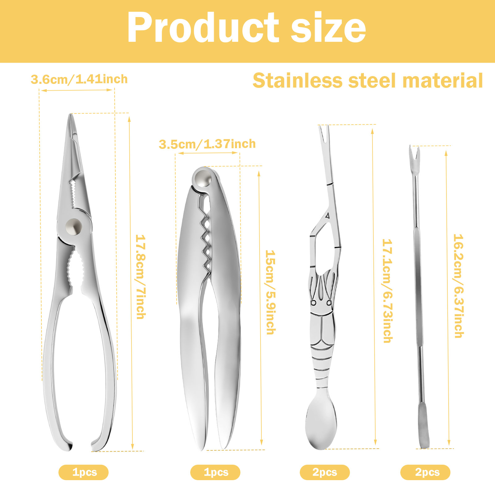 6/9/12Pcs Stainless Steel Seaf - Home Cooking Utensil Set 评论和价格