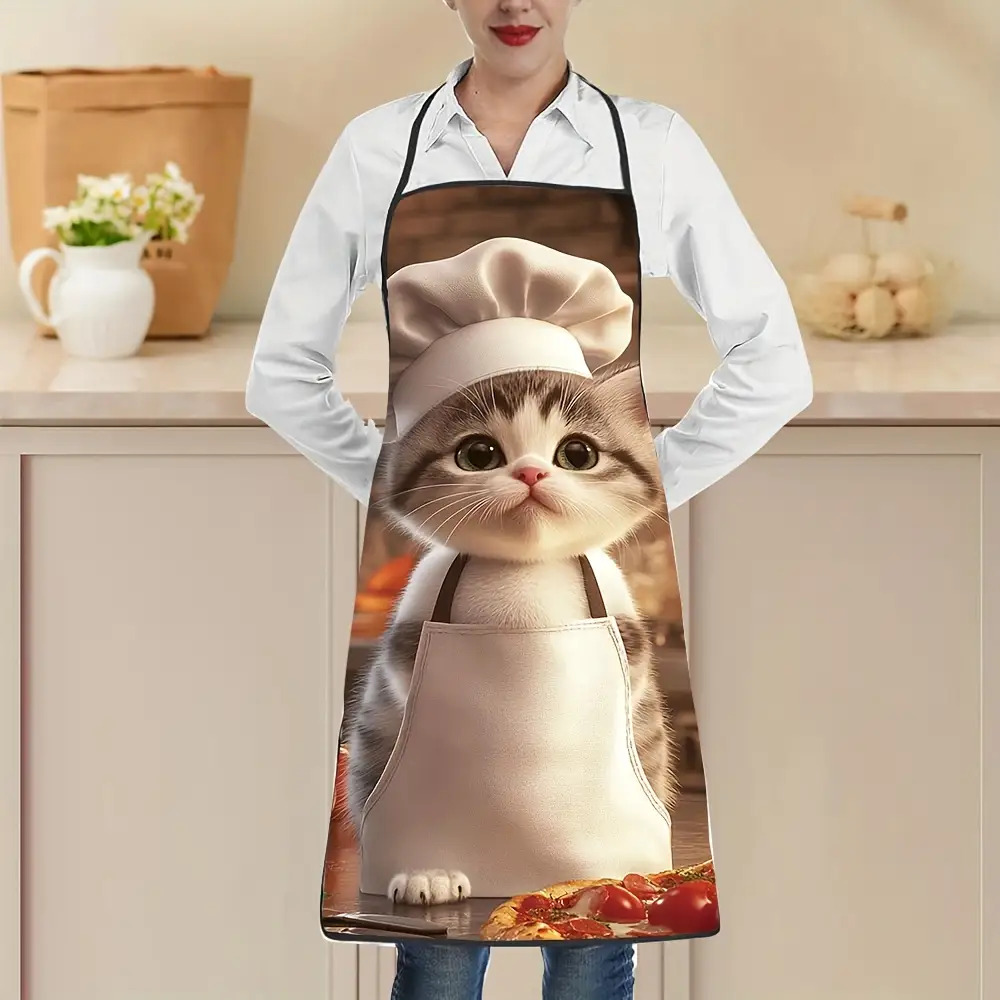1pc Unisex Kitchen Apron Chef, - Home Cooking For Cats 评论和价格