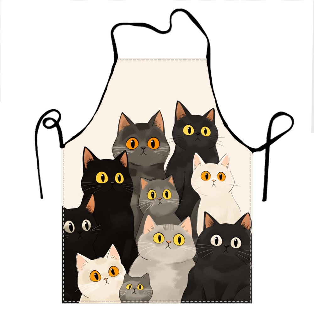 Cute Cat Family Apron Beige Ca - Home Cooking For Cats 评论和价格