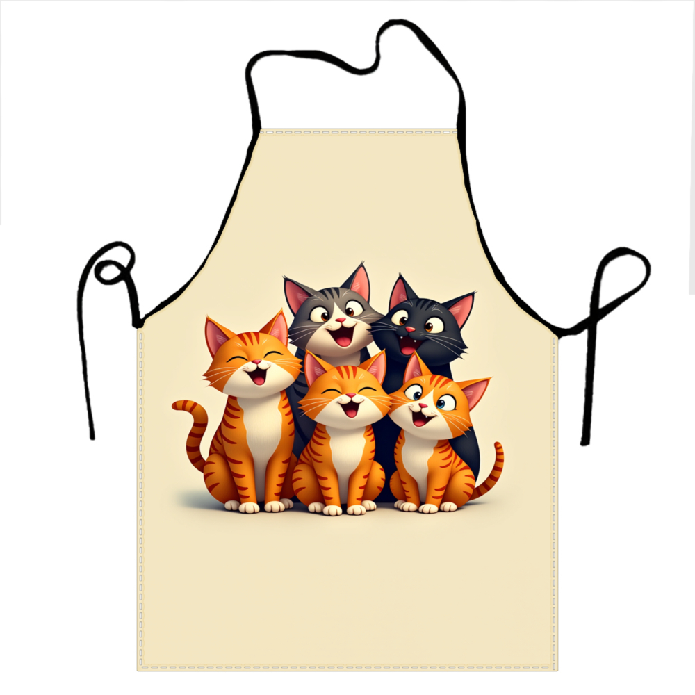 Cute Cat Family Apron Beige Ca - Home Cooking For Cats 评论和价格