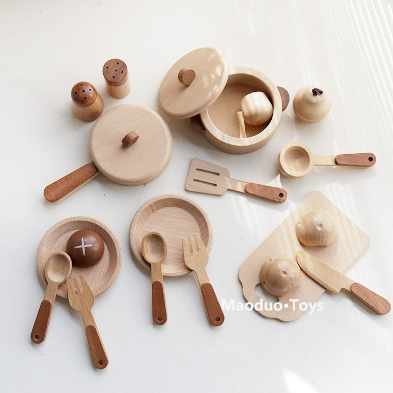 Maoduo Toys Beech Wooden Kids  - Home Cooking Utensil Set 评论和价格