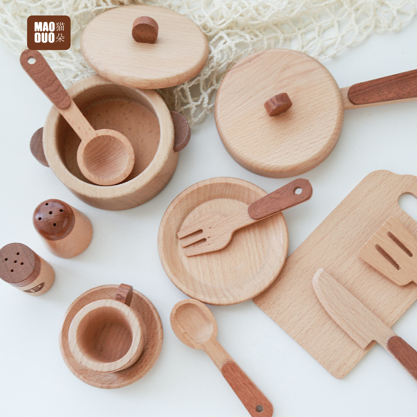 Maoduo Toys Beech Wooden Kids  - Home Cooking Utensil Set 评论和价格