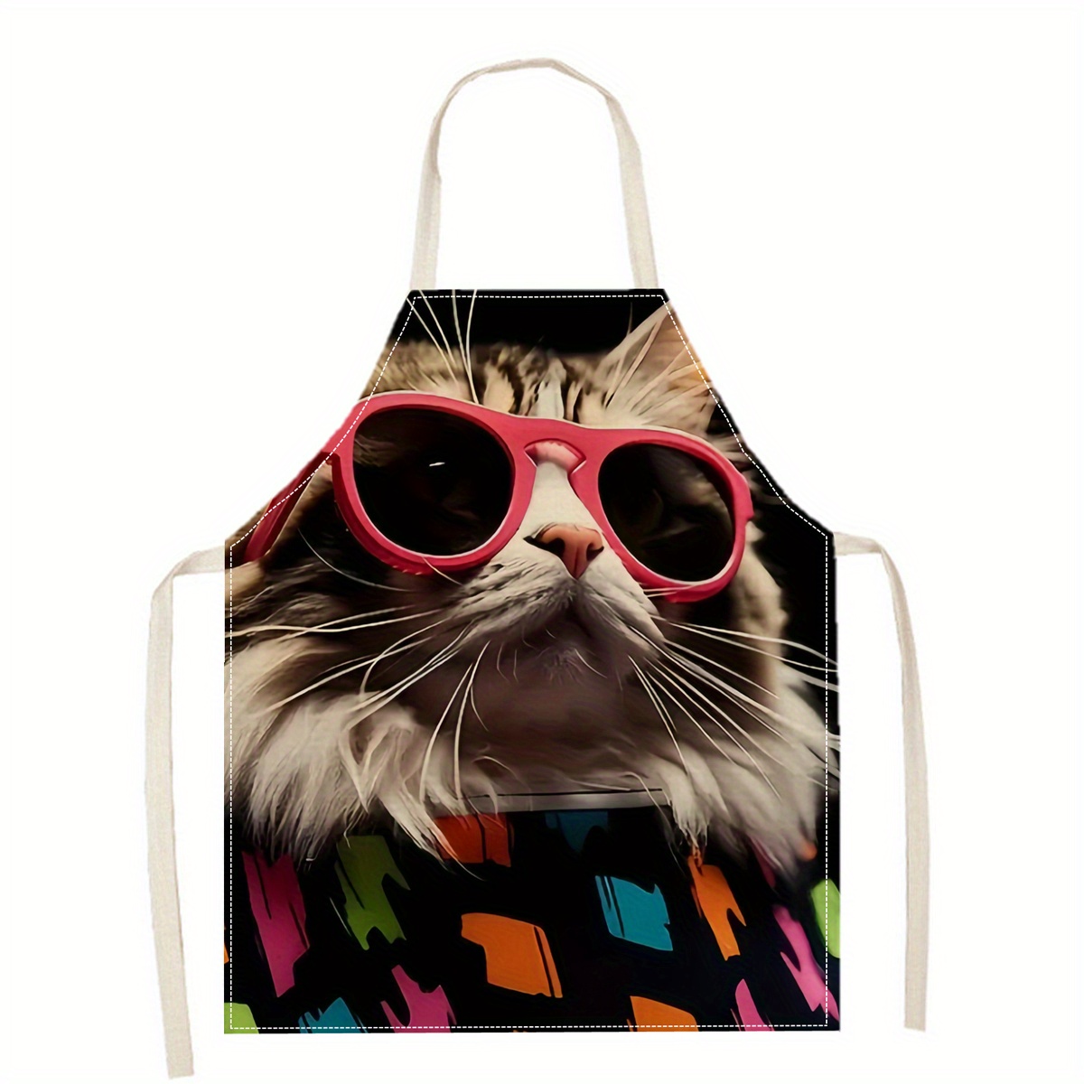 Linen Apron Funny Cat Sunglass - Home Cooking For Cats 评论和价格